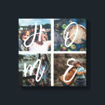 Instagramm-Foto-Collage-Pinselskript für benutzerd Leinwanddruck<br><div class="desc">Personalisierte Leinwand-Kunstdrucke mit 4 Fotos aus Ihrer Familie, die in einer quadratischen Foto-Collage angeordnet sind. Tolle Geschenke für Mama, Papa, Familie, Freunde, Eltern und Großeltern!</div>