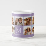 Instagramm-FotoCollage Benutzerdefiniertes Monogra Jumbo-Tasse<br><div class="desc">Moderne Pastel Lila Lilac - Mit 11 quadratischen Fotos schaffen Sie ein einzigartiges und persönliches Geschenk. Oder man behalte den Hipster Welpe und macht einen trendigen Sake. Wenn Sie die Bilder anpassen müssen,  klicken Sie auf das Werkzeug anpassen,  um Änderungen vorzunehmen.</div>