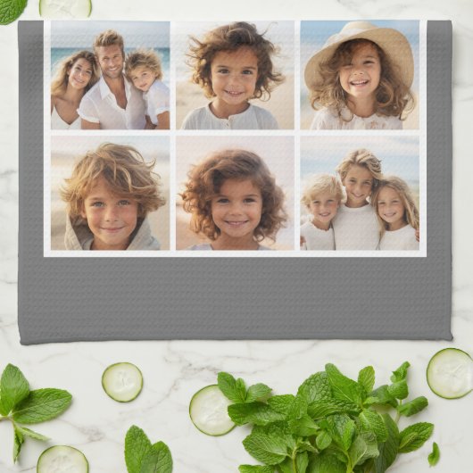 Instagramm-FotoCollage Custom Monogram-Kohle Geschirrtuch (Gefaltet)