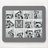 Instagramm-FotoCollage Custom Monogram-Kohle Mousepad (Vorne)