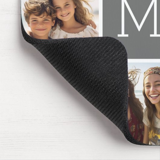 Instagramm-FotoCollage Custom Monogram-Kohle Mousepad (Ecke)