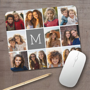 Instagramm-FotoCollage Custom Monogram-Kohle Mousepad