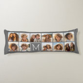 Instagramm-FotoCollage Custom Monogram-Kohle Seitenschläferkissen (Rückseite)
