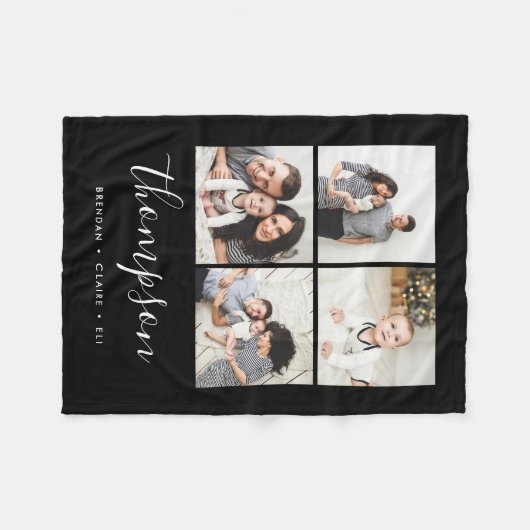 Instagramm-FotoCollage der modernen Familie Fleecedecke (Vorderseite (Horizontal))