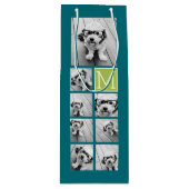 Instagramm-Fotolollenmonogramm - Blau und Limon Geschenktüte Für Weinflaschen (Vorderseite)