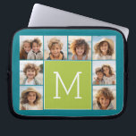 Instagramm-Fotolollenmonogramm - Blau und Limon Laptopschutzhülle<br><div class="desc">Lebhaftes Grün und ein reichhaltiges Aquamarin blaues Hintergrundbild - Sie können quadratische oder selbstständige Fotos für dieses Design verwenden. Verwenden Sie 8 quadratische Foto, um ein einzigartiges und persönliches Geschenk zu kreieren. Oder man behalte den Hipster Welpe und macht einen trendigen Sake. Wenn Sie die Bilder anpassen müssen, klicken Sie...</div>