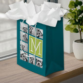Instagramm-Fotolollenmonogramm - Blau und Limon Mittlere Geschenktüte
