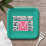 Instagramm für aquamarin- und Hot-Pink-8-Fotocolla Pappteller<br><div class="desc">Lebhaftes Türkisgrün und ein Magenta-Rosa Hintergrund - Sie können quadratische oder selbstständige Fotos für dieses Design verwenden. Verwenden Sie acht quadratische Fotos, um ein einzigartiges und persönliches Geschenk zu schaffen. Oder man behalte den Hipster Welpe und macht einen trendigen Sake. Wenn Sie die Bilder anpassen müssen, klicken Sie auf das...</div>
