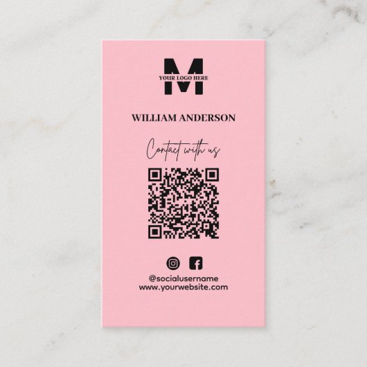 Instagramm für kleine Unternehmen Facebook QR Code Begleitkarte (Vorderseite)