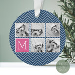 Instagramm für Navy- und Hot-Pink-Filme 5 Ornament<br><div class="desc">Hintergrund: Ein optionales Zickzack Muster - Verwenden Sie fünf quadratische Fotos,  um ein einzigartiges und persönliches Geschenk zu kreieren. Oder man behalte den Hipster Welpe und macht einen trendigen Sake. Wenn Sie die Bilder anpassen müssen,  klicken Sie auf das Werkzeug anpassen,  um Änderungen vorzunehmen.</div>