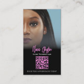 Instagramm Lash Tech Hot Pink and Black QR Code Visitenkarte (Vorderseite)