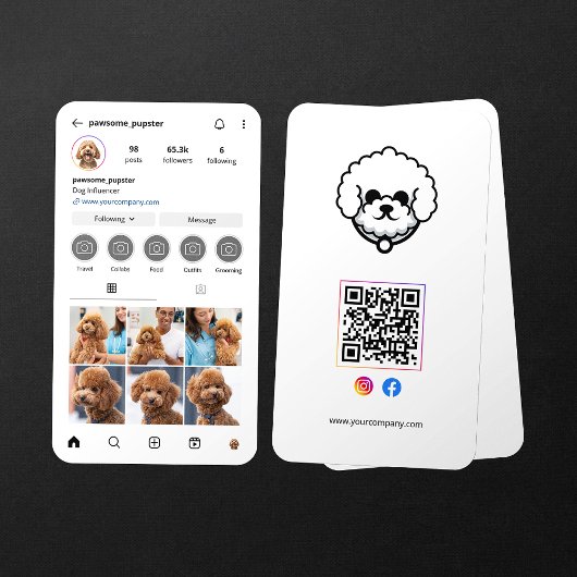 Instagramm-Profil Dog Influencer Foto QR Code Visitenkarte