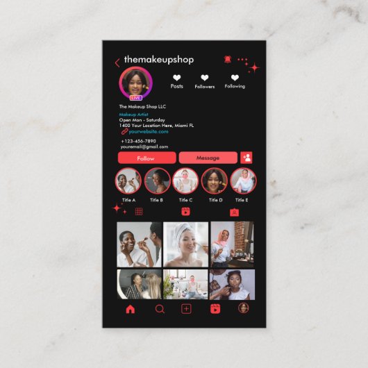 Instagramm QR Code Visitenkarte (Vorderseite)