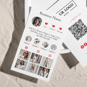 Instagramm-Scan zum Anschluss von QR-Code rot Visitenkarte