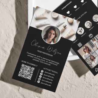 Instagramm-Scan zur Verbindung von QR-Code schwarz Visitenkarte