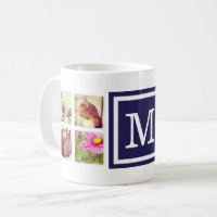 Instagramm-Tasse für Navy-Monogramm-FotoCollage