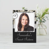 Instagramm und Damast 16 . Geburtstag Einladung (Stehend Vorderseite)