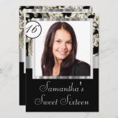 Instagramm und Damast 16 . Geburtstag Einladung (Vorne/Hinten)
