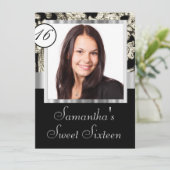Instagramm und Damast 16 . Geburtstag Einladung (Stehend Vorderseite)