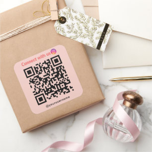 Instagramm Verbindung mit dem QR-Code herstellen R Quadratischer Aufkleber