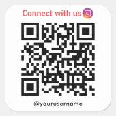 Instagramm-Verbindung mit QR-Code Quadratischer Aufkleber (Vorderseite)