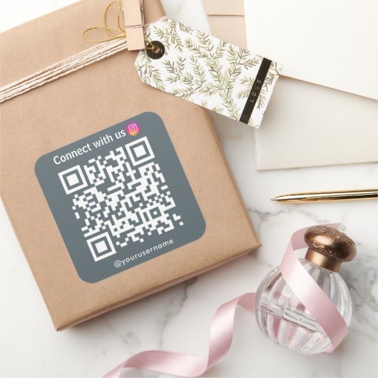 Instagramm-Verbindung mit US QR-CodeMarine Quadratischer Aufkleber (Schenken)