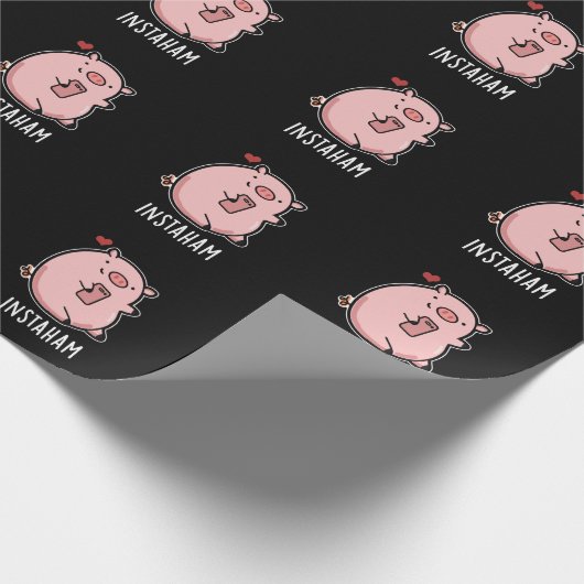 Instaham Funny Social Media Pig Pun Dark BG Geschenkpapier (Ecke)