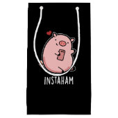 Instaham Funny Social Media Pig Pun Dark BG Kleine Geschenktüte (Vorderseite)