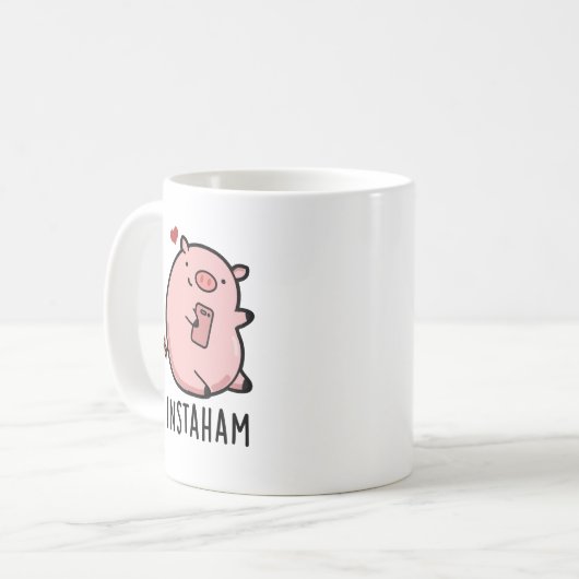 Instaham Funny Social Media Pig Pun Kaffeetasse (Vorderseite Links)