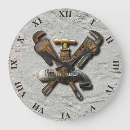 Installateur für Abwasserentwässerung Große Wanduhr (Vorderseite)