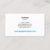 Installation und Reparatur der Garagentore Visitenkarte (Rückseite)