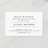 Installation und Reparatur von Gutter mit Foto des Visitenkarte (Rückseite)