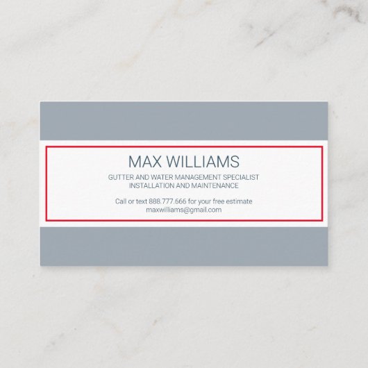 Installation und Wartung von Gutter Visitenkarte (Rückseite)
