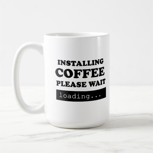Installation von Kaffee bitte warten Kaffeetasse (Links)