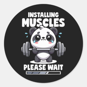 Installation von Muskeln Bitte warten Panda Liftin Runder Aufkleber