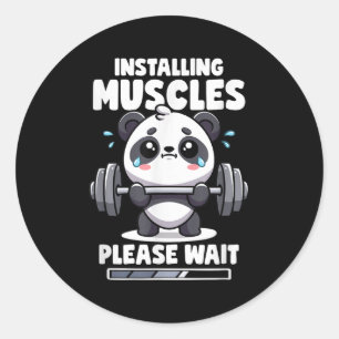 Installation von Muskeln Bitte warten Panda Liftin Runder Aufkleber