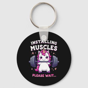 Installation von Muskeln Funny Unicorn Workout Gym Schlüsselanhänger