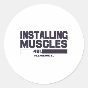 Installation von Muskeln Lustiger Sport Gym Bodybu Runder Aufkleber