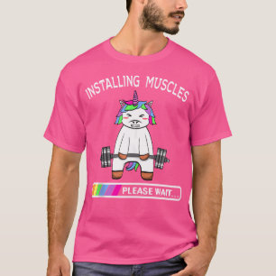 Installation von Muskeln Unicorn Rainbow Weightlif T-Shirt