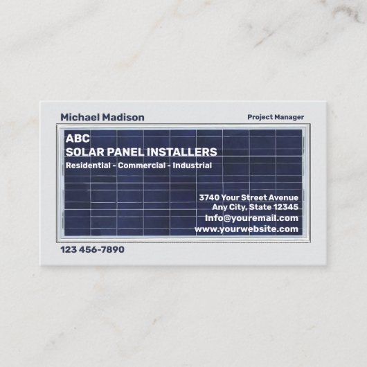 Installation von Solarpaneelen Visitenkarte (Vorderseite)