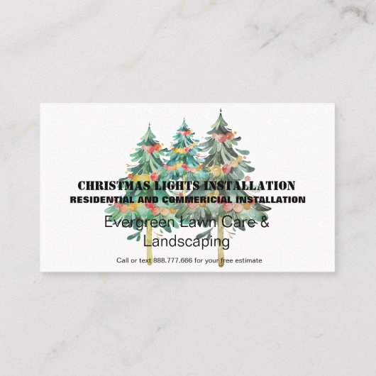 Installation von Weihnachtsbeleuchtung Foto Visitenkarte (Rückseite)