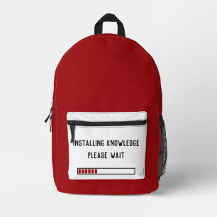 Installation von Wissen Bitte warten Bedruckter Rucksack
