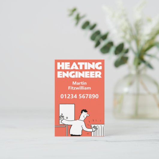 Installations-Boiler und Heizungstechniker Visitenkarte (Stehend Vorderseite)