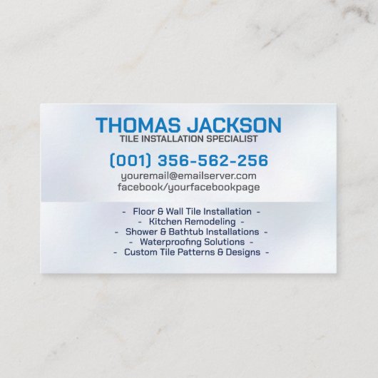 Installations- und Aufbereitungsdienste Visitenkarte (Rückseite)