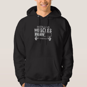 Installieren des Muskel-Fortschrittsbalken-Designs Hoodie