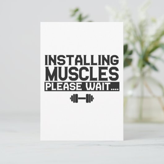 Installieren von Muskeln Bitte warten Sie die lust Dankeskarte (Stehend Vorderseite)