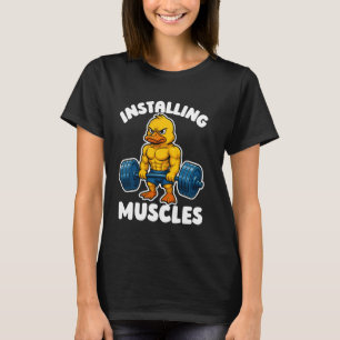 Installieren von Muskeln Ente Gewichtheben Fitness T-Shirt