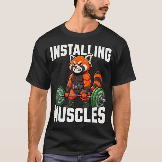 Installing Muscles Red Panda Kraftsportstudio T-Shirt (Vorderseite)