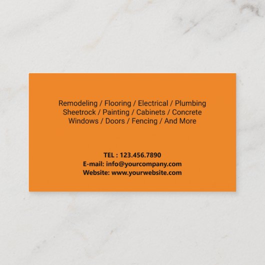 Instandhaltung des Handyman Bear Carpenter House Visitenkarte (Rückseite)