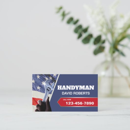 Instandhaltungsarbeiten für Handyman - Patriotisch Visitenkarte (Stehend Vorderseite)
